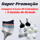Compre 5 Leve 10 Calcinhas Fio Dental em Algodão + 5 Sutiãs Comfortex Plus